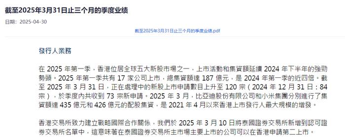 港交所主席唐家成:内地企业仍是支持香港新股市场的重要支柱