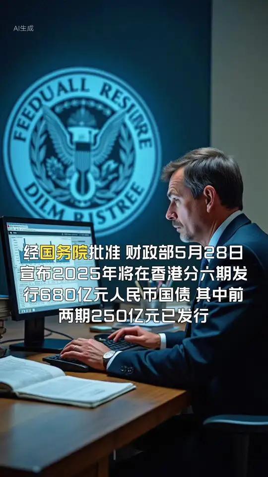 财政部将于8月在香港发行125亿元人民币国债