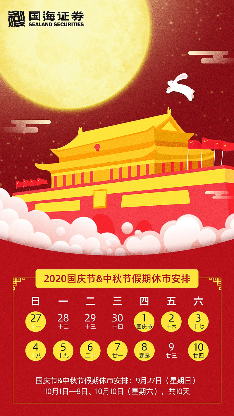 刚刚！国庆、中秋休市安排公布！