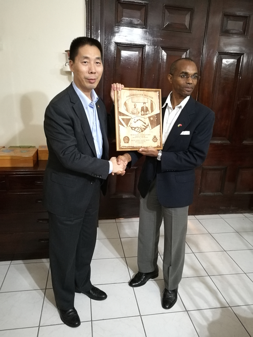 王有莉参赞陪同驻牙买加大使王锦峰拜会牙卫生和健康部长塔夫顿