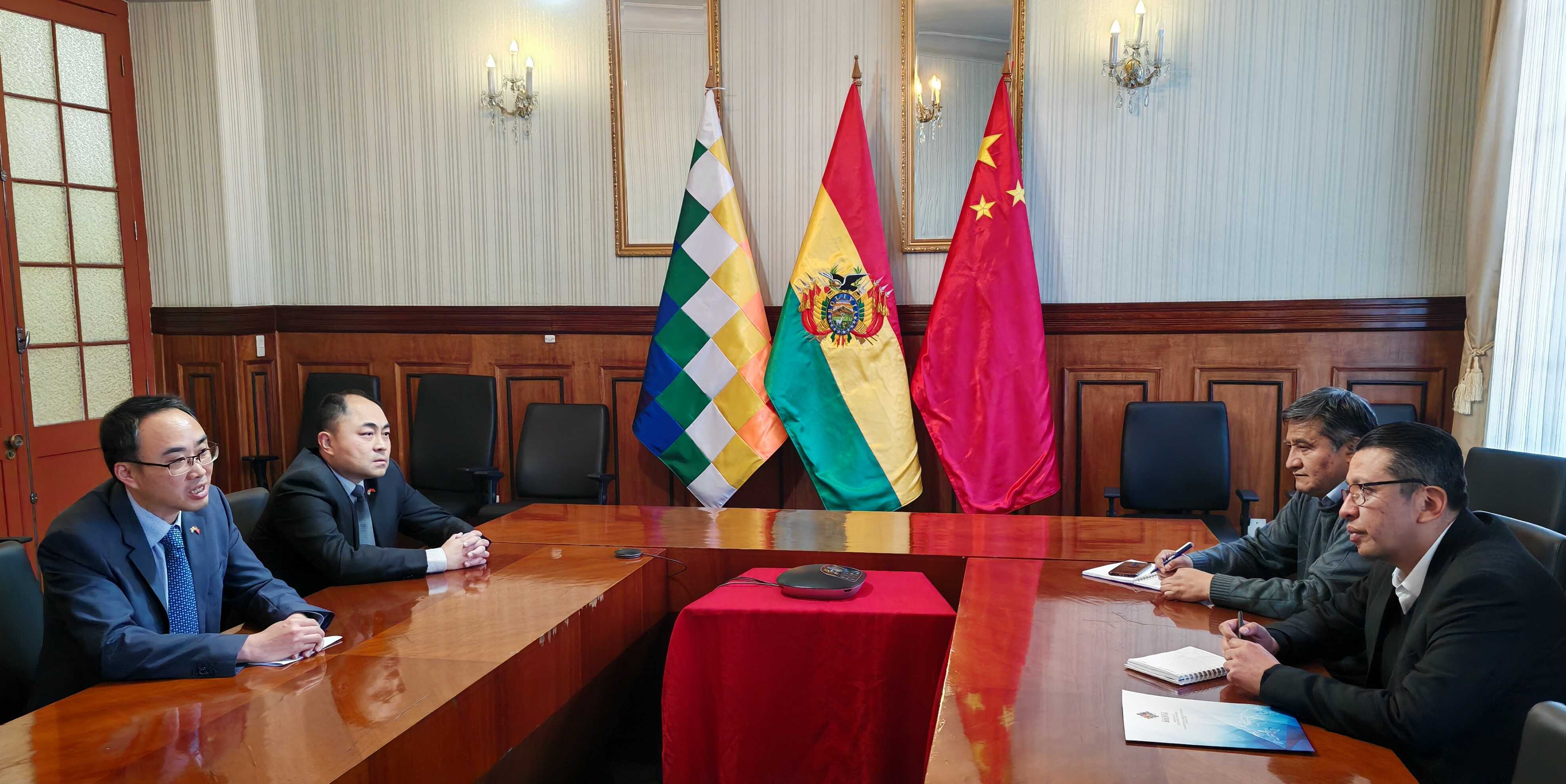 驻玻利维亚大使王亮拜会玻当选总统帕斯