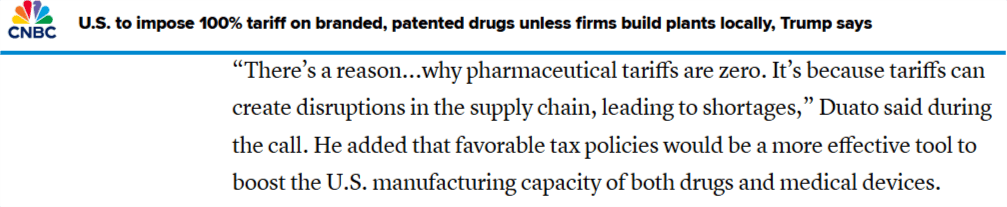 美国药品价格调查引发新关税威胁